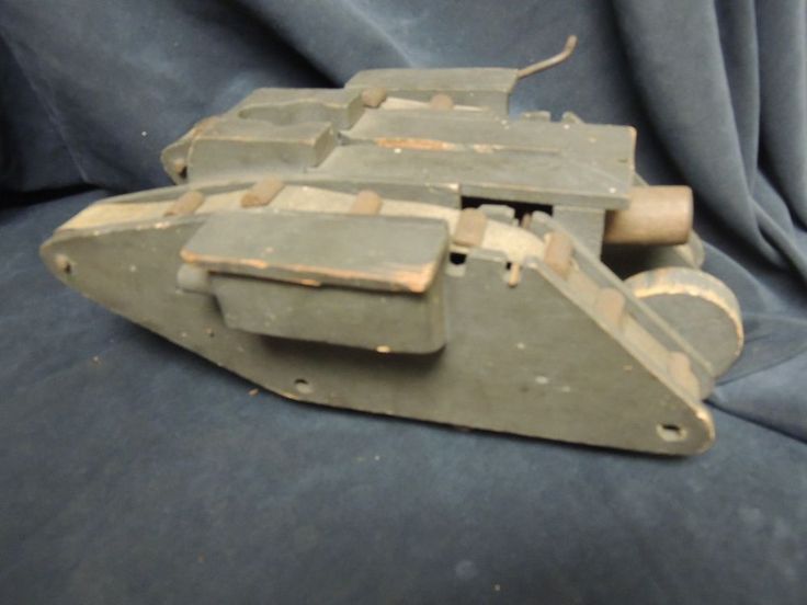 vintage wwi wood toy tank british mark iv pull toy harley custom design cowboy boots