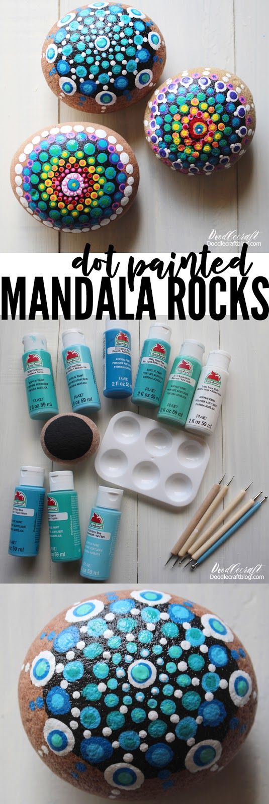 Punkt gemalte Mandala-Felsen DIY Punkt gemalte Mandala-Felsen DIY