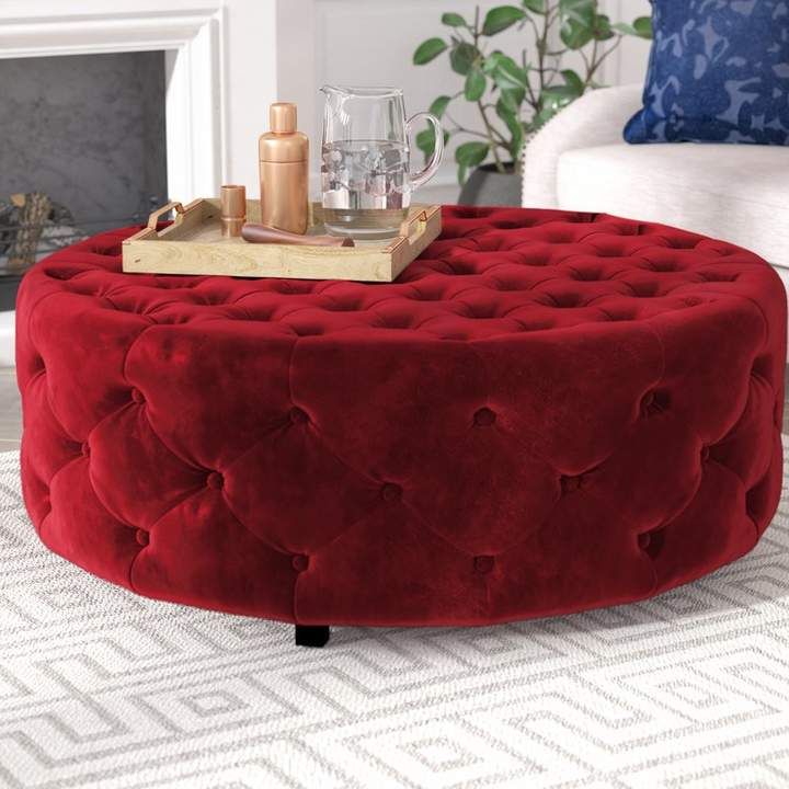 Willa Arlo Interiors Aubin Tail Ottoman Furniture Round Tail Ottoman Furniture, Round Ottoman Furniture