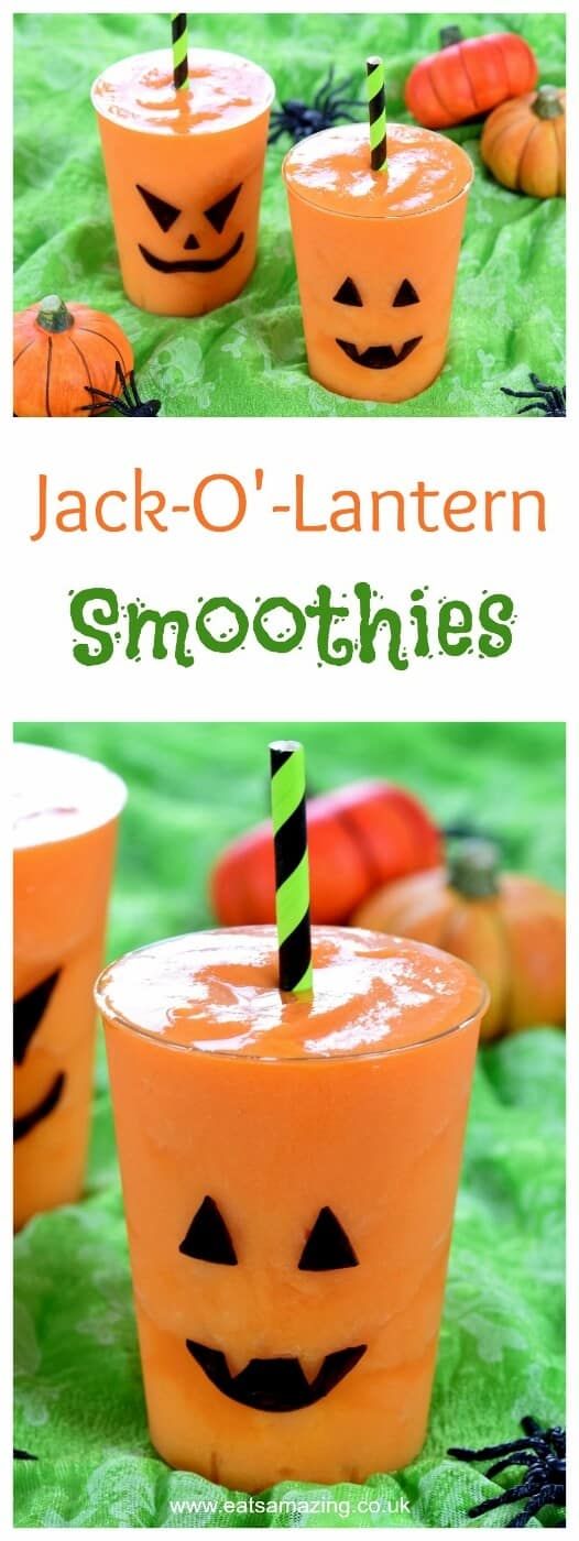 Quick and Easy Jack O Lantern Smoothies for Halloween - Kids will love this fun ...