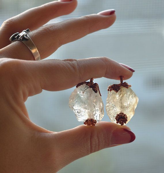 Large Citrine Necklace Citrine Crystal Necklace Crystal Electroformed Necklace Citrine Necklace