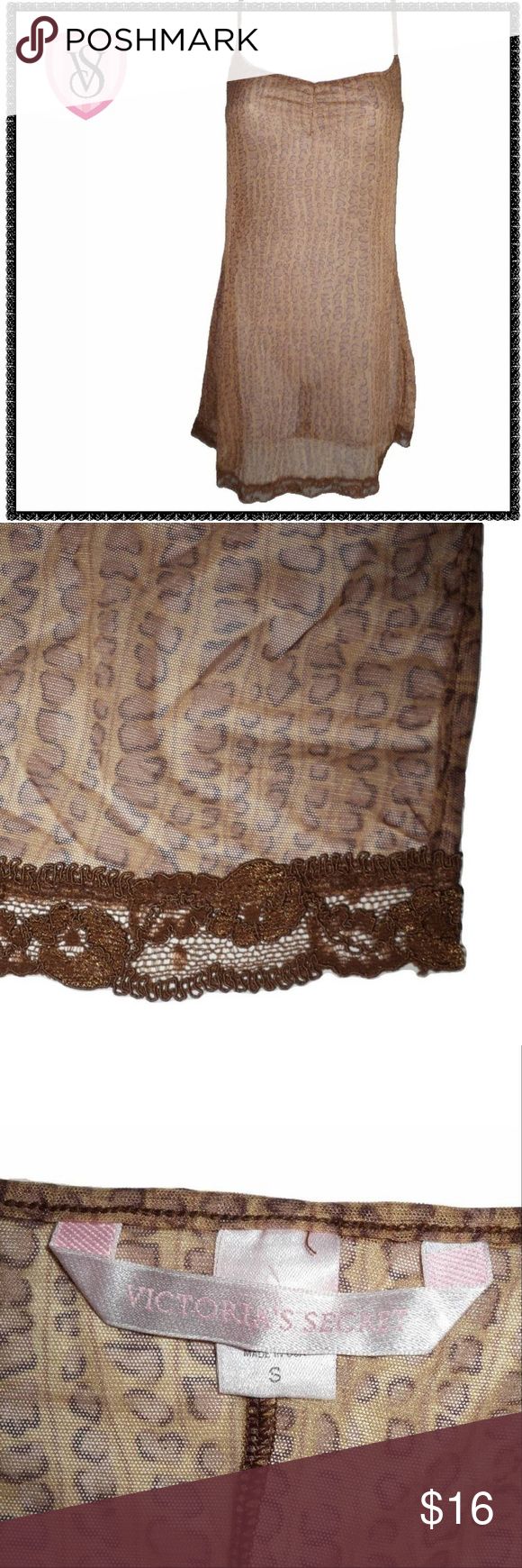 VICTORIAS SECRET Nightie S Brown EXOTIC SNAKESKIN A side slit adds a hint of sex...