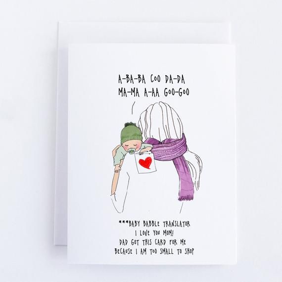 funny baby babble love mom card for wife new mom birthday card from