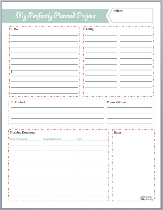 home improvement project planner template