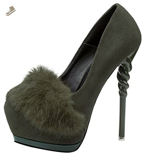 black fluffy stilettos