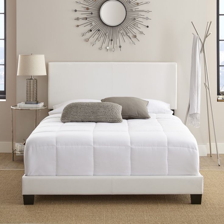 Premier Sutton Upholstered Faux Leather Platform Bed Frame Queen White Com Girls Bedroom Bedding Premier Sutton Upholstered Faux Leather, Premier Platform Bed Frame King