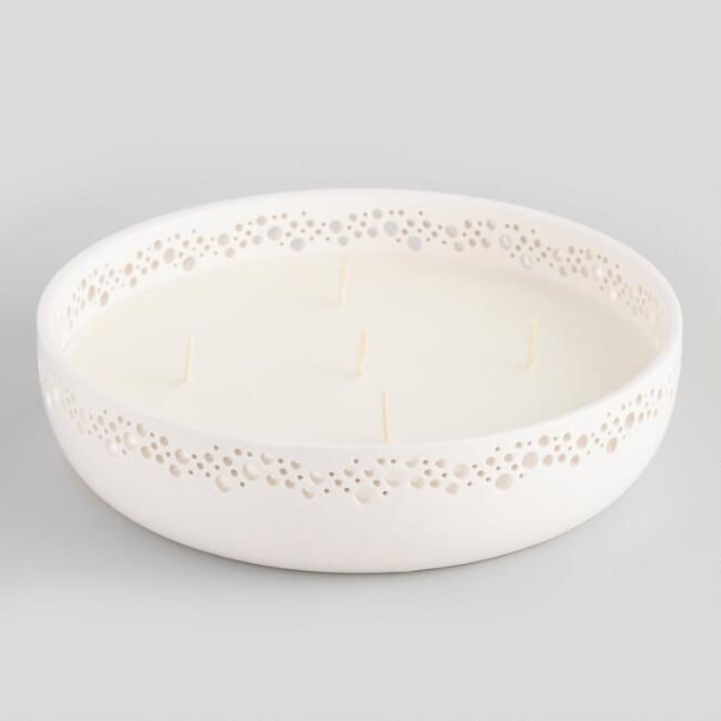 Our Ceramic Citronella Candle Has A Pierced Dot Pattern That Filters Light Beautifully Citronella Candles Candles Citronella