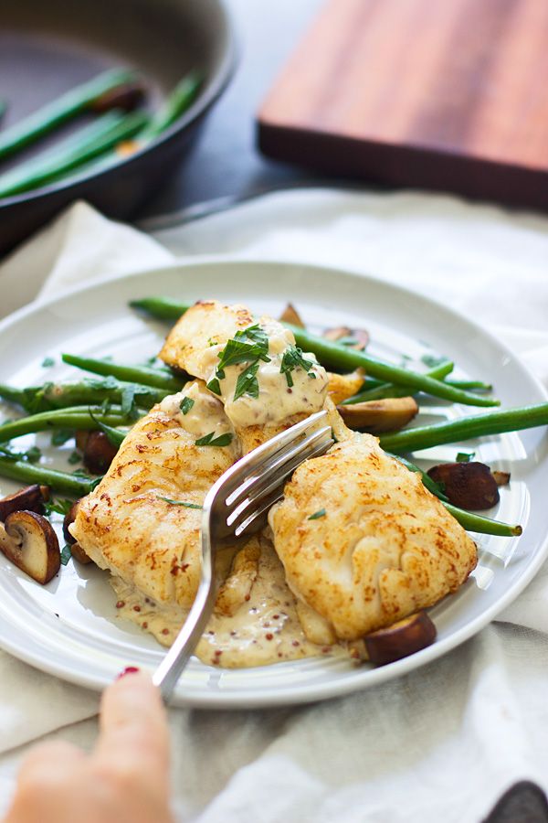 Brown Butter Seared Haddock with Mustard Cream Sauce | Recipe | Healthy