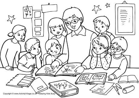 con el profesor activity villagecolouring pagescolouring