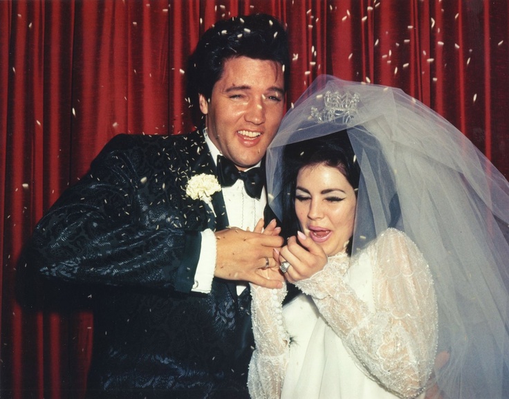 Elvis and Priscilla Presley on their wedding day