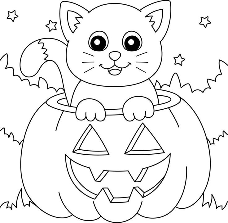Pumpkin Cat Halloween Coloring - 71d3e69f895d34c3adc74b3f55e433a4