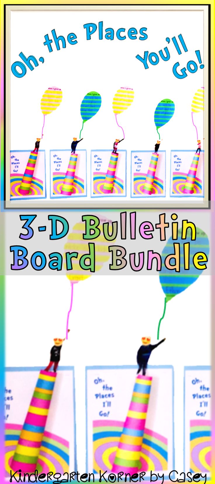 This Dr. Seuss Inspired Oh, the Places You'll Go! Bulletin Board BUNDLE includes 27 differentiated balloon writing templates, craft templates, bulletin board letters, and decor to create an AMAZING display for Dr. Seuss' birthday, the beginning of the year, graduation, or Read Across America! Both primary and regular lined templates accommodate writers in kindergarten through 4th grade.