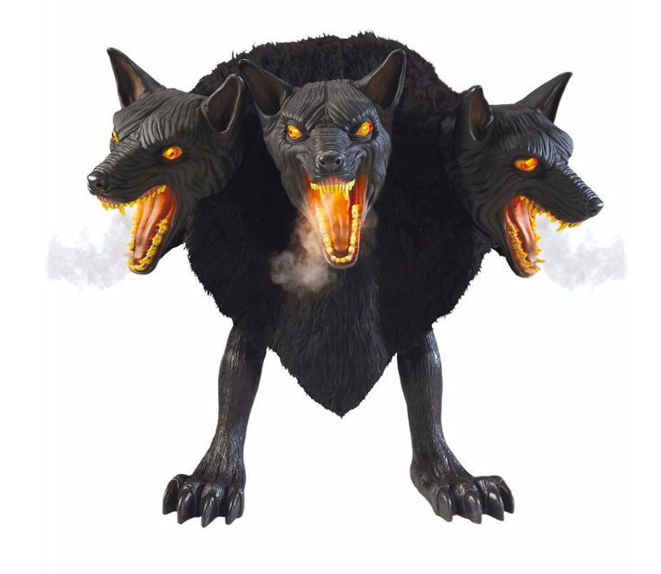 werewolf dog animated halloween prop cerberus dogs fangs fog 3 headed animal new