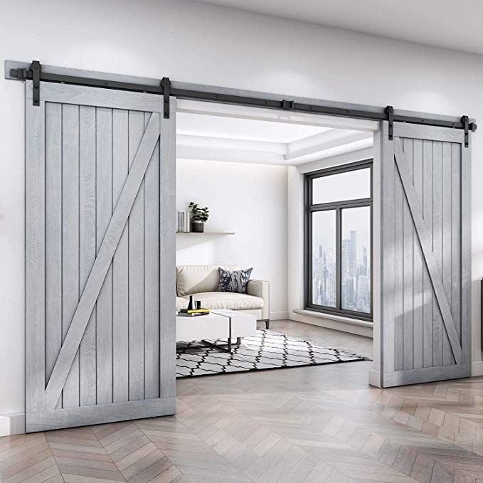 Easelife 8 Ft Double Door Sliding Barn Hardware Track Kit Basic J Pulley Heavy Duty Slide Smoothly Quietly Easy Install 8ft For 24 Wide Doors Interior Easelife 8 Ft Double Door Sliding Barn, 8 Ft Double Sliding Barn Door Hardware