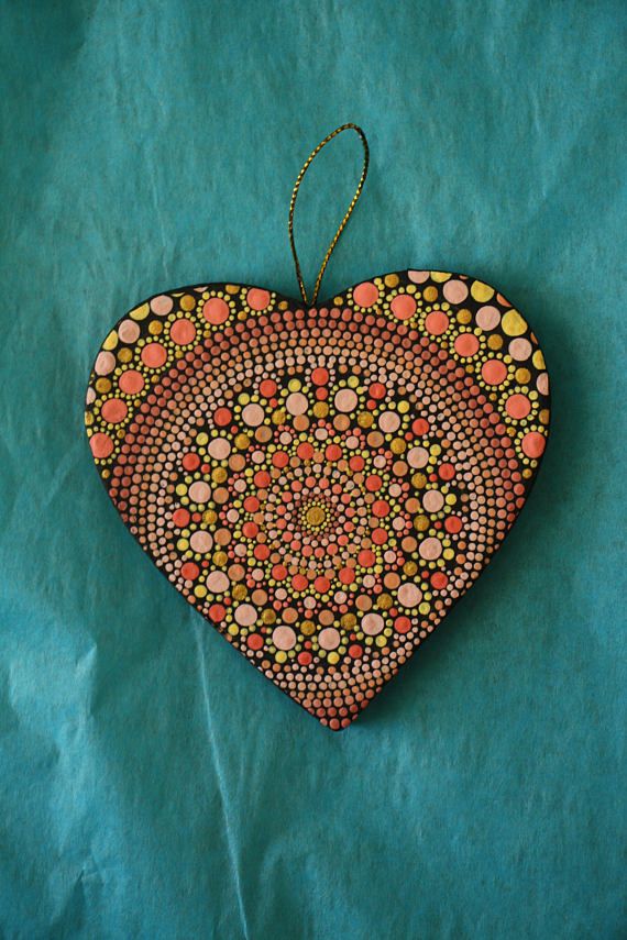 Red Peach /& Pink Dot Mandala Pattern 4 inch Brown