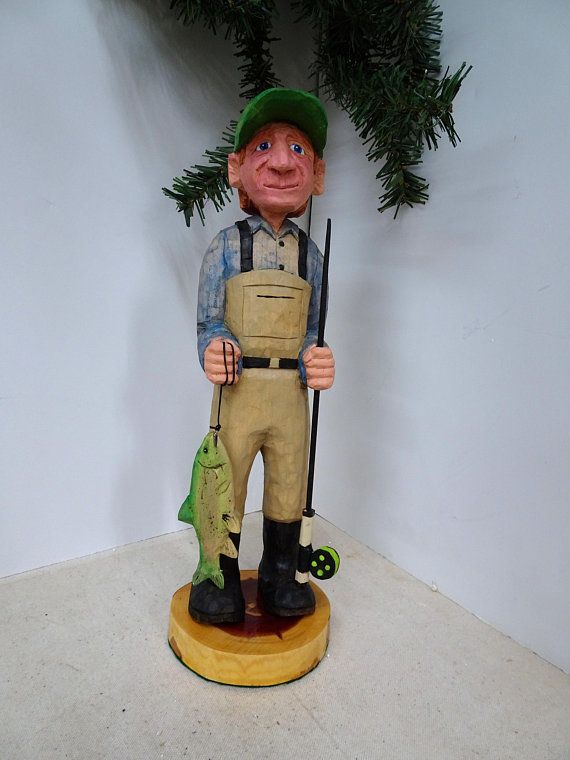 Reserved For Barbara Carved Fisherman Hand Figure Wood