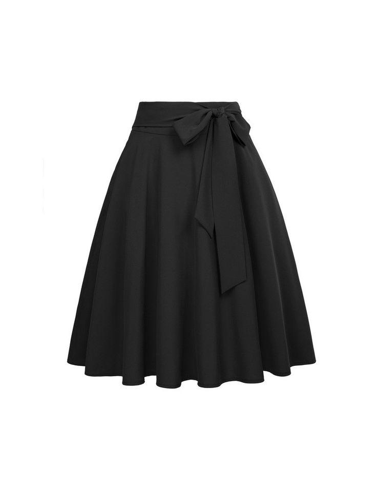 Women's Solid Color High Waist Self-Tie Bow-Knot Embellished A-Line Skirt Women's Solid Color High Waist Self-Tie Bow-Knot Embellished A-Line Skirt