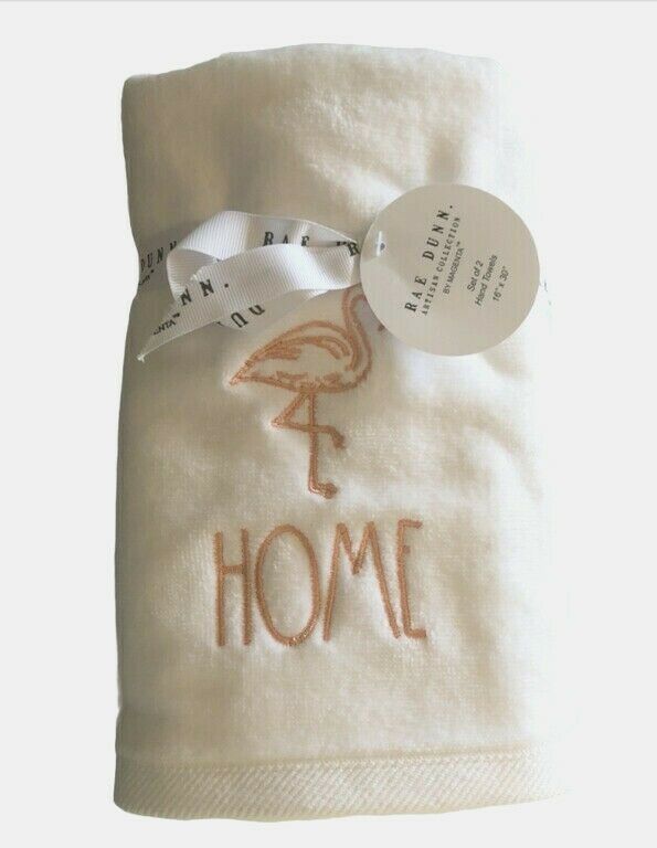 Flamingo Embroidered Hand Towels Set of 2 Summer Beach Coastal Home Flamingo Embroidered Hand Towels Set of 2 Summer Beach Coastal Home