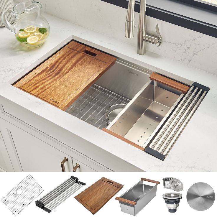 Ruvati Roma Undermount 30 In X 19 In Brushed Stainless Steel Single Bowl Workstation Kitchen Sink Lowes Com Stainless Steel Kitchen Sink Ledge Kitchen Sinks Stainless Steel Ledge