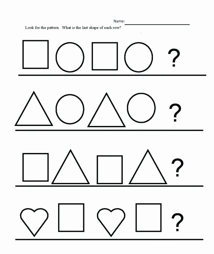 Shapes Worksheet for Kindergarten Patterns for Preschoolers Wo