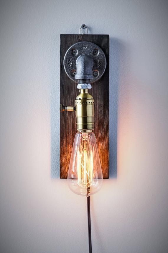 Plug In Wall Sconce Lamp Rustic Home Decor Plug In Wall Sconce Lamp Rustic Home Decor Etsy
