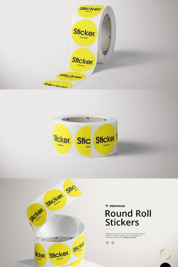 Round Roll Stickers Mockup Set Stickers, Custom color
