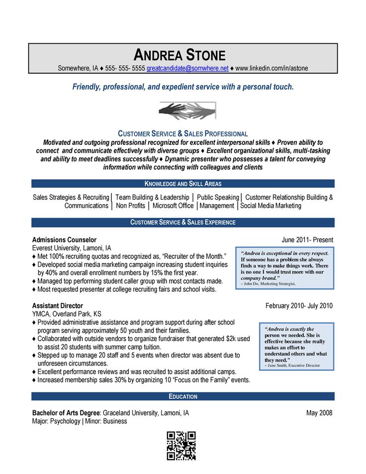 A Sample Combination Resume Using Aspects of Chronological