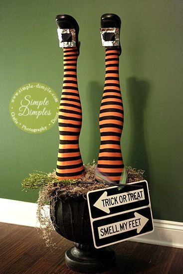 how to witch legs planter halloween decor