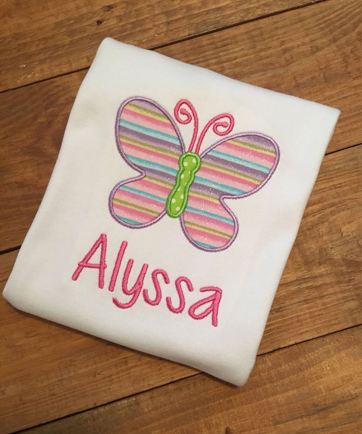 Butterfly Embroidered Shirt Butterfly Shirt Personalized Girls Shirt Butterfly Monogram Girls Shirt Butterfly Monogram Shirt