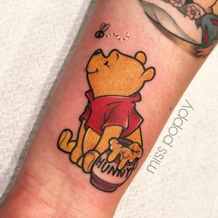 Winnie the Pooh cartoon comic calf tattoo Winnie the