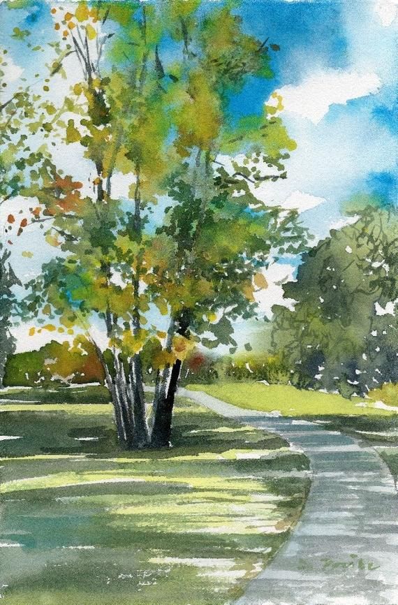 Paysages A L Aquarelle 1 Paysage Aquarelle Dessin Paysage Et