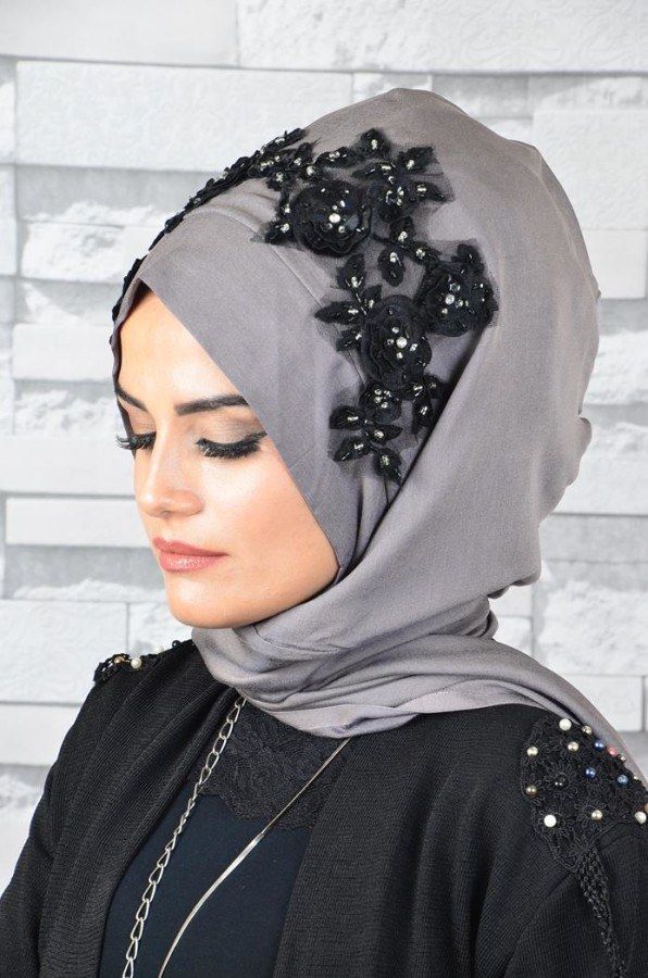 Aise Tesettur Fume Miknatisli Abiye Sal Fashion Hijab