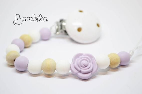 Personnalisé Silicone Dummy Clip Avec En Bois Lettres rose gris blanc fille bébé