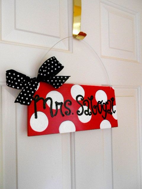custom polka dot teacher door or classroom sign cute painted polka