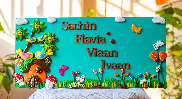 Beautiful Nature Themed Customized Family Nameplate Name Plate Clay 73d3519b74ec9d39c7379f5b287d40a4