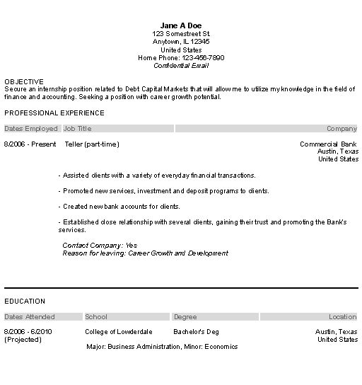 District attorney intern resume