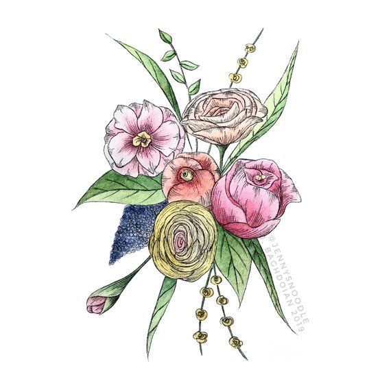 botanical print Art Print happy mothers day Watercolor Painting of a wedding bouquet watercolor flowers Gifts for women,Floral Wall art