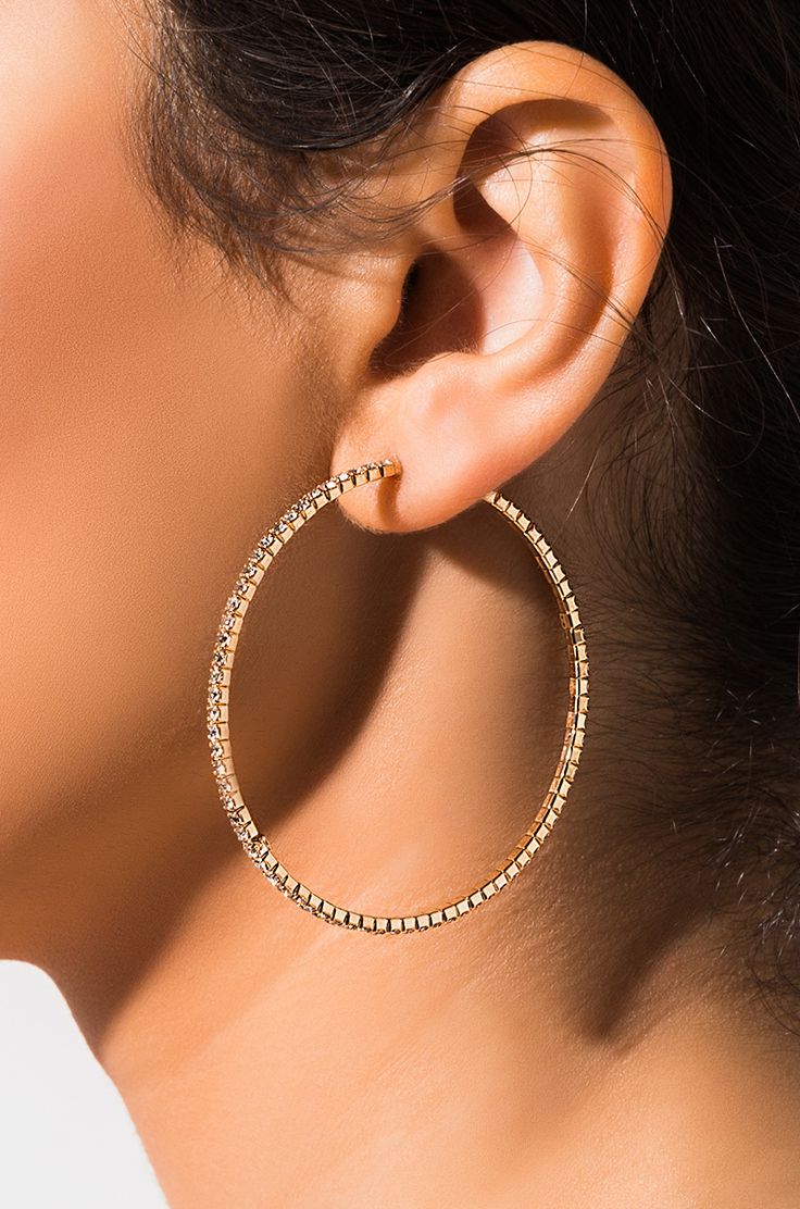 Sterling Silver Gold Chic Medium Ice Blue C-Shape Stud Hoop 28mm Simple Geometric Titanium Earrings Pendants