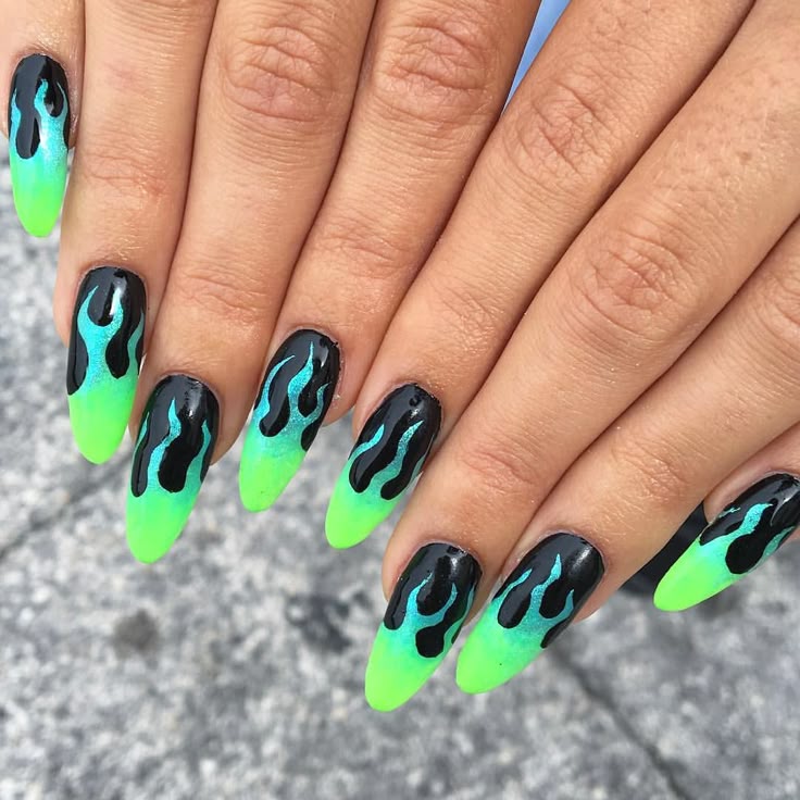 @rosebnails on Instagram: “NEON GHOST FLAMES for ...