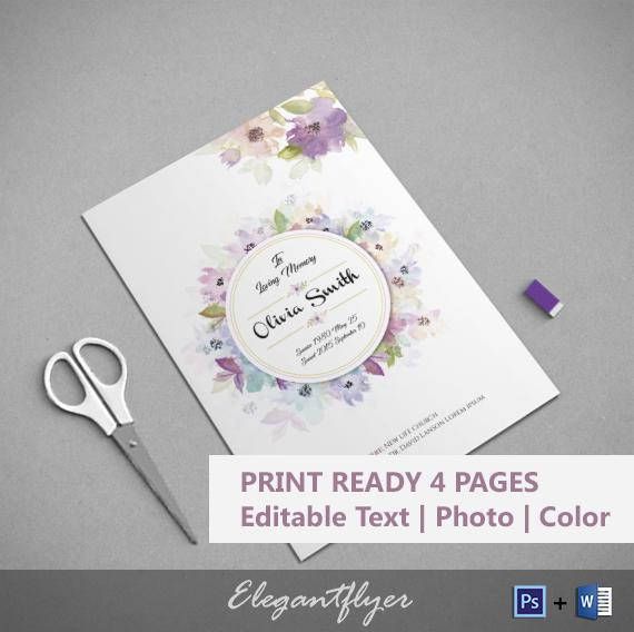 Professional Funeral Program template for Word & Photoshop! Regular - $8 and NOW- $5.99 ONLY! WORD (.doc) + Photoshop (.PSD) --------------------------------------------------------------------------------------------------- Professional ready-made PSD + Word Funeral Templates. All the