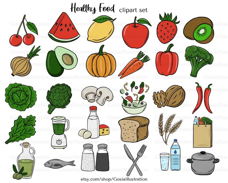 Healthy Food Clipart Set Includes Vegetables Fruits And Other Things pin-on-doodle