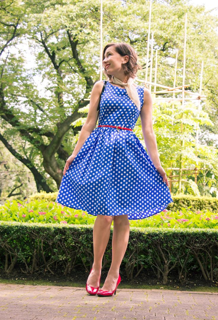 Moving On Blue polka dot dress Modcloth style gallery Fashion gallery