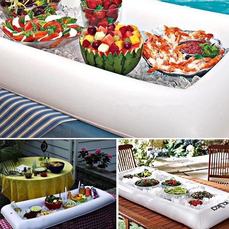 Several Pictures Of Different Foods And Drinks On An Inflatable Pool pool-party-food-ideas-food-bar-party-foods-pool-party-ideas-youtube