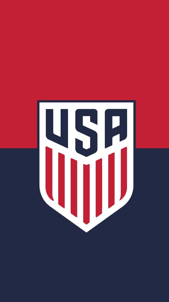 the us soccer logo on a red and blue background