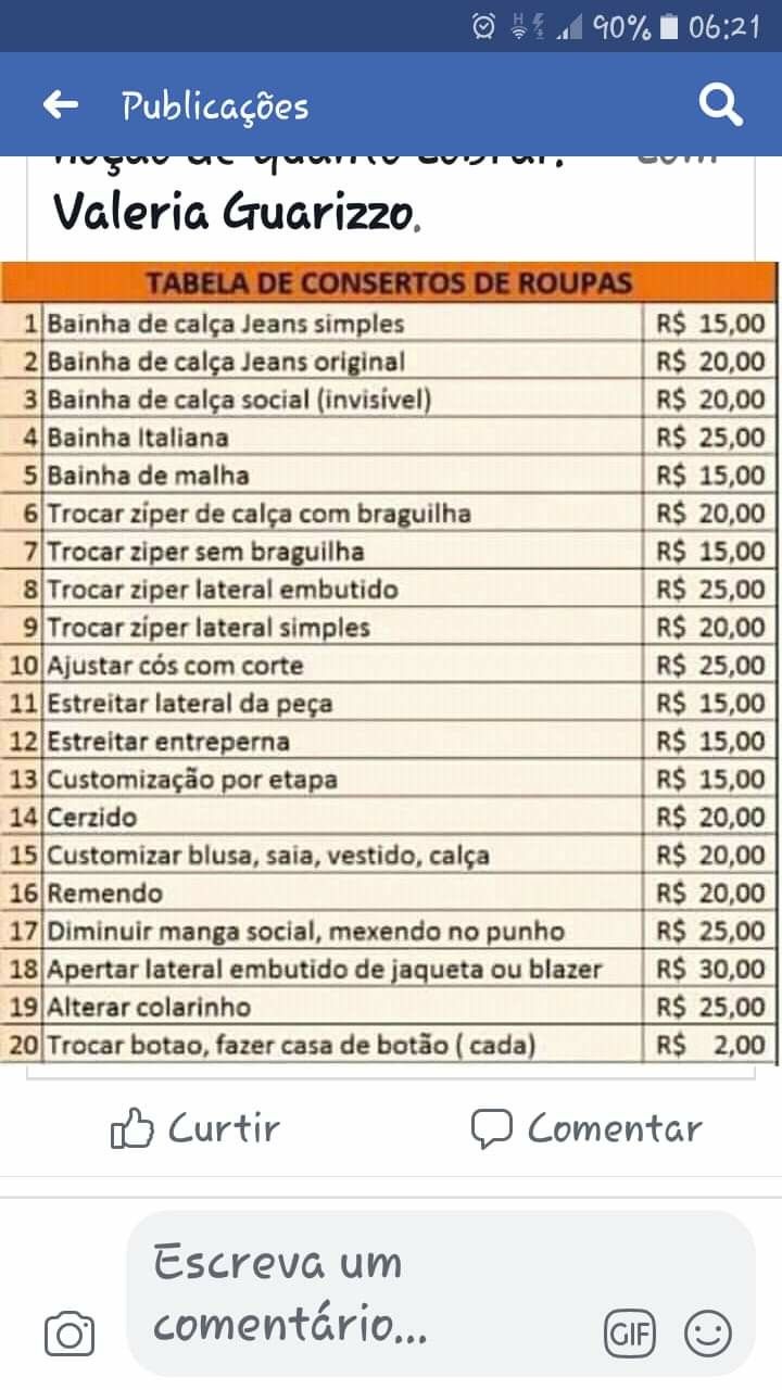 Tabela De Preços De Arrendamento Rural Pin em Tabela de preços:consertos x medidas