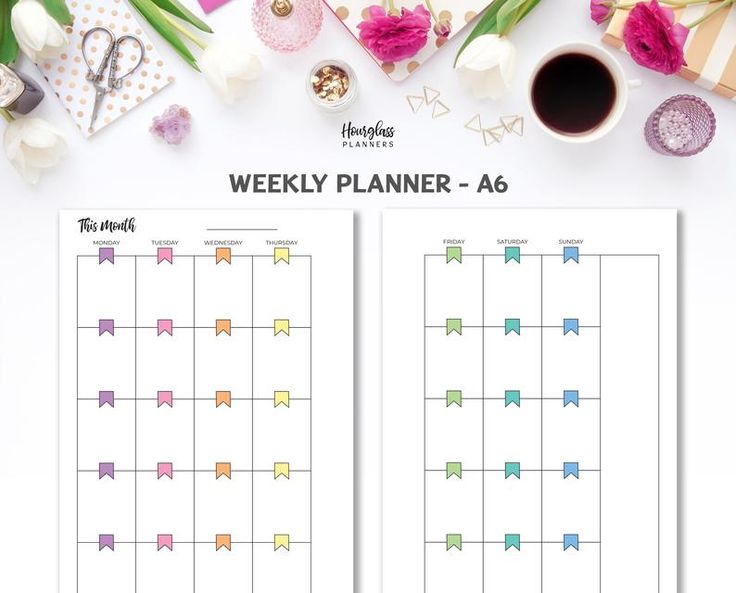 monthly planner printable a6 inserts undated rainbow monthly calendar