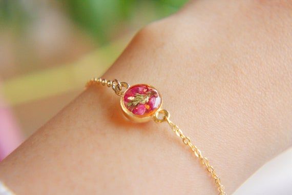 Real Heather Bracelet Pressed Flower Resin Pressed Flower Bracelet