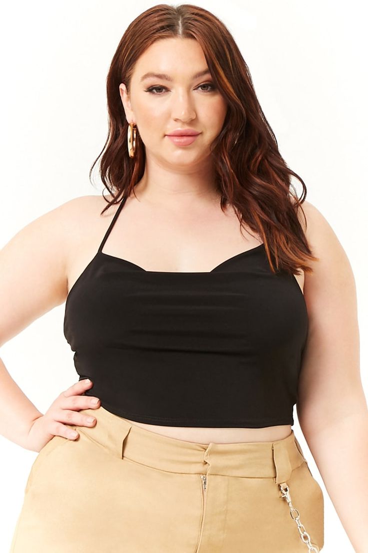 Plus Size Cropped Cowl-Neck Cami | Plus size crop tops, Plus size ...