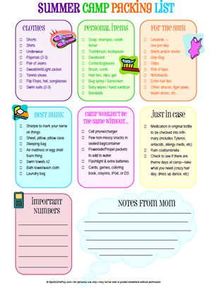 packing list for camping