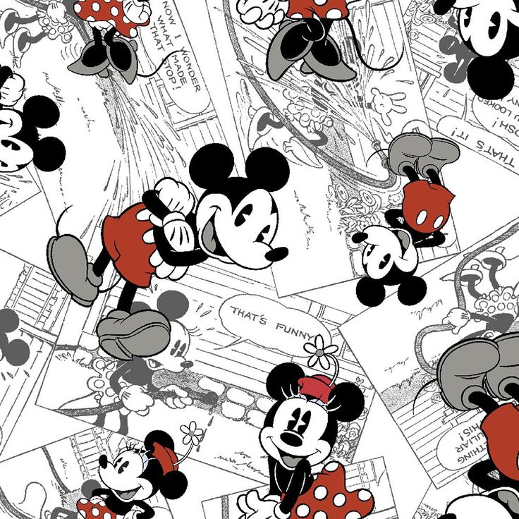 Disney Mickey and Minnie Mouse Vintage Love Packed Cotton Fabric Sold by the 12 Yard Springs Creative